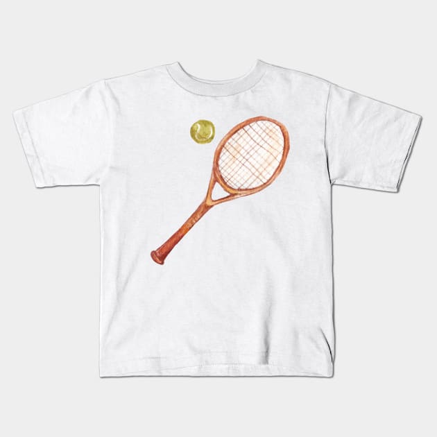 Tennis racket with tennis ball Kids T-Shirt by lisenok